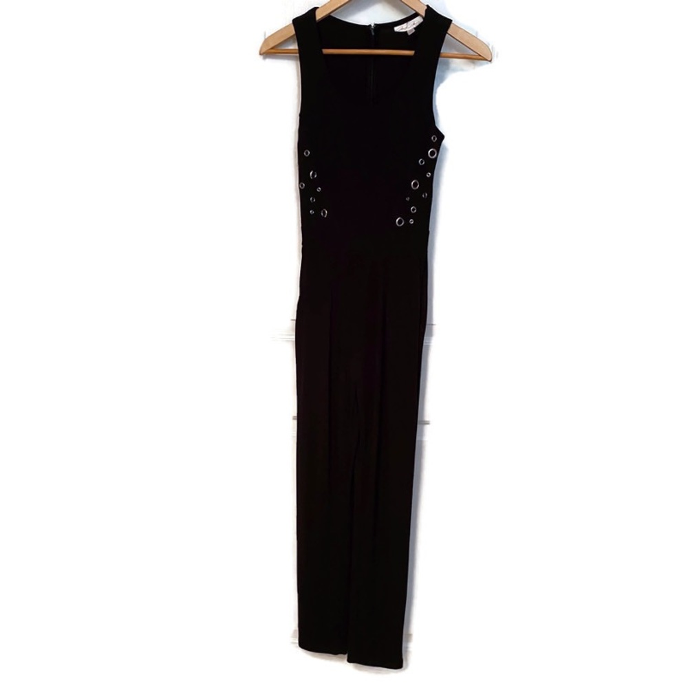 MARILYN MONROE JUMPSUIT BLACK SLEEVELESS GOLD TONE ACCENT GROMMETS Size S